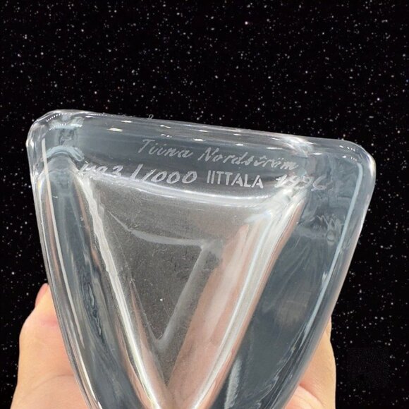 1996 iittala Pari Tiina Nordstrom Swirl Glass Vase Set Clear And Frosted Signed - Picture 6 of 16